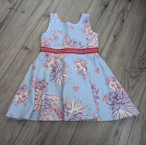 Janie & Jack Floral Striped Kids Dress - Blue and Red Sz 3